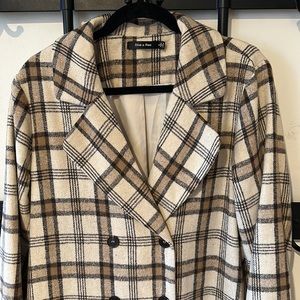 Plaid Wool Coat Size L EUC Fall Pumpkin Latte 🧥